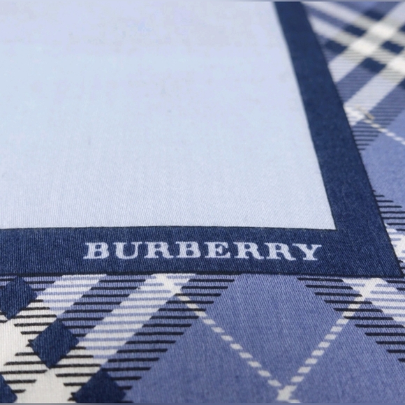 Burberry mini scarf handkerchief cotton nova check horse women men unisex Blue - Picture 6 of 6